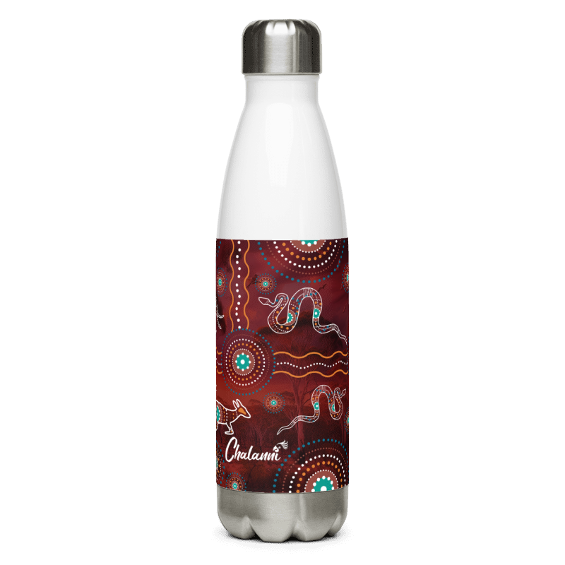 Stainless Steel Water Bottle | Maroon Pattern | White - Chalanni