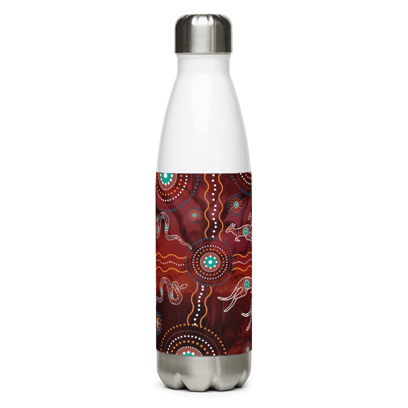 Stainless Steel Water Bottle | Maroon Pattern | White - Chalanni