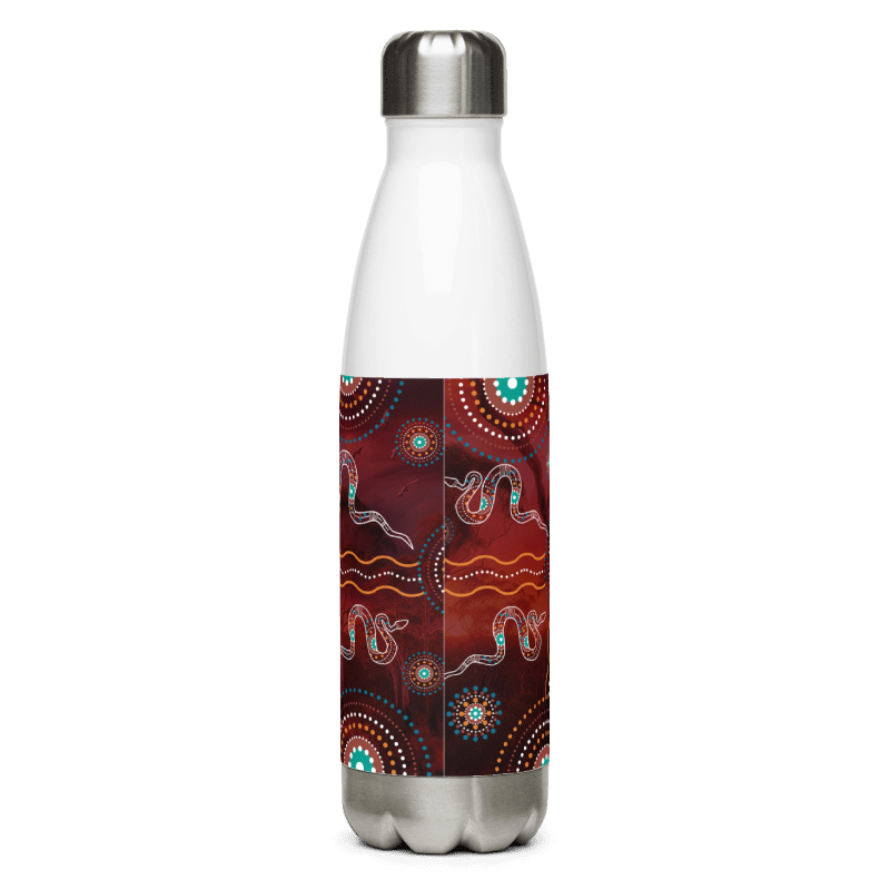Stainless Steel Water Bottle | Maroon Pattern | White - Chalanni