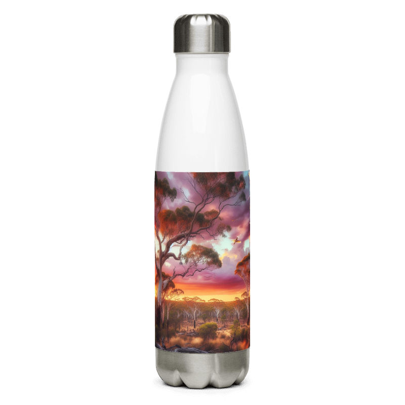 Stainless Steel Water Bottle | Pink Sky | White - Chalanni