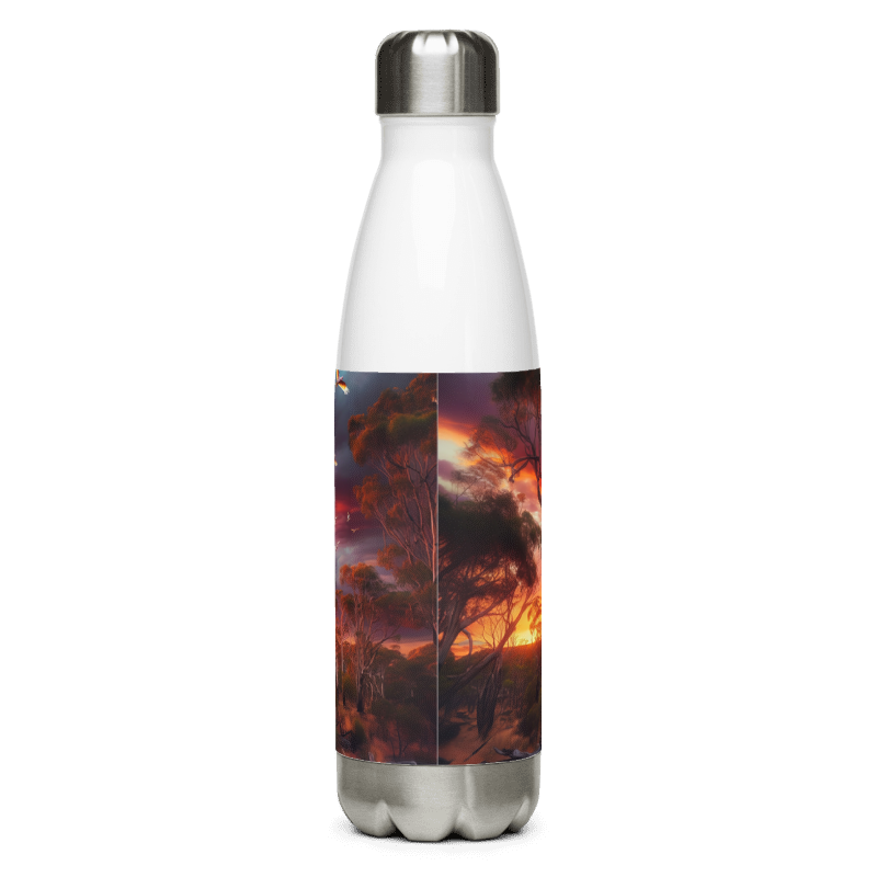 Stainless Steel Water Bottle | Pink Sky | White - Chalanni