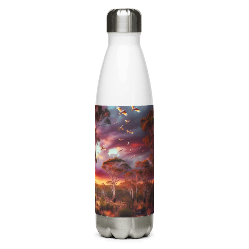 Stainless Steel Water Bottle | Pink Sky | White - Chalanni