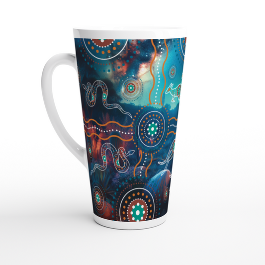 Turquoise Design | 17 oz Ceramic Designer Latte Mug - Chalanni