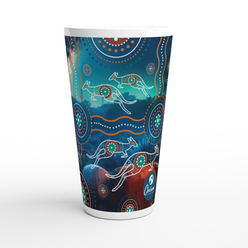 Turquoise Design | 17 oz Ceramic Designer Latte Mug - Chalanni