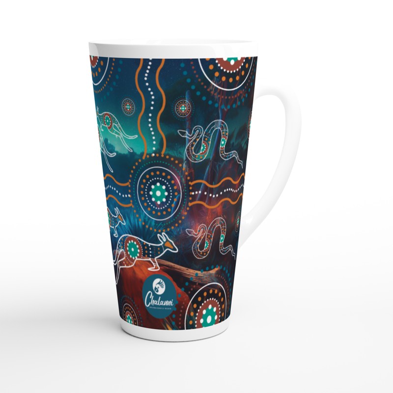 Turquoise Design | 17 oz Ceramic Designer Latte Mug - Chalanni